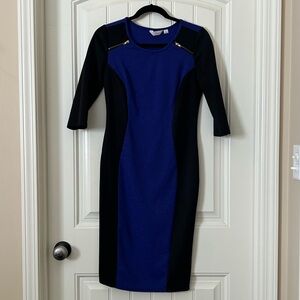 Elegant Blue and Black Dress